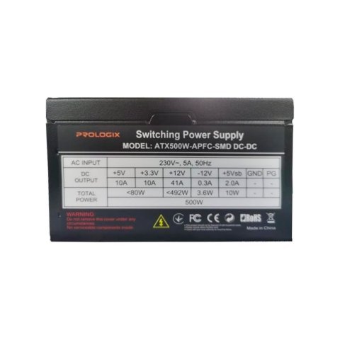 Блок питания Prologix 500W (Prologix 500W APFC_Bulk) - Нулевой остаток (Feed) - Нулевой остаток (Feed)