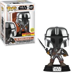 Фігурка Funko Star Wars: Mandalorian with Darksaber Фанко Мандалорець Темний меч (Glow, Exclusive) 491