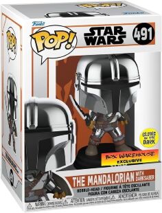Фігурка Funko Star Wars: Mandalorian with Darksaber Фанко Мандалорець Темний меч (Glow, Exclusive) 491