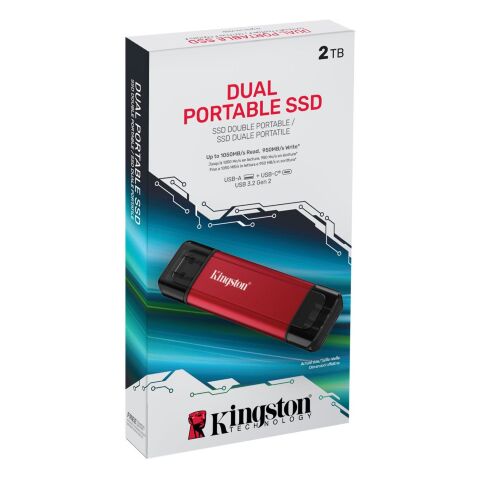 Накопитель SSD USB Type-C 2TB Dual Portable Kingston (SPSD/2TB) - Нулевой остаток (Feed)  - Нулевой остаток (Feed) 