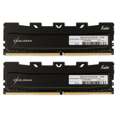 Модуль памяти для компьютера DDR4 16GB (2x8GB) 3200 MHz Black Kudos eXceleram (EKBLACK4163222AD) - Нулевой остаток (Feed) - Нулевой остаток (Feed)