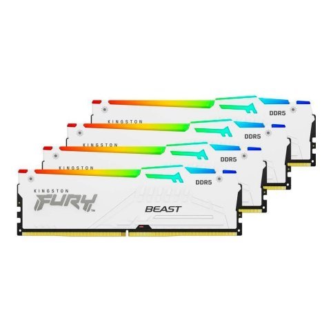 Модуль памяти для компьютера DDR5 128GB (4x32GB) 5600 MHz FURY Beast RGB White Kingston Fury (ex.HyperX) (KF556C40BWAK4-128) - Нулевой остаток (Feed) - Нулевой остаток (Feed)