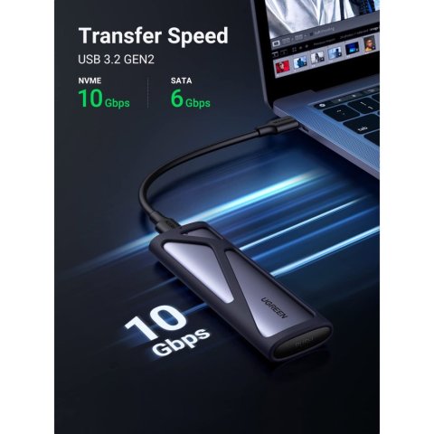 Карман внешний Ugreen SSD M.2 (NVME) M-KEY UGREEN 3.2 GEN2 CM400 gray (90264) - Нулевой остаток (Feed) - Нулевой остаток (Feed)