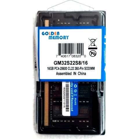 Модуль памяти для ноутбука SoDIMM DDR4 16GB 3200 MHz Golden Memory (GM32S22S8/16) - Нулевой остаток (Feed)  - Нулевой остаток (Feed) 
