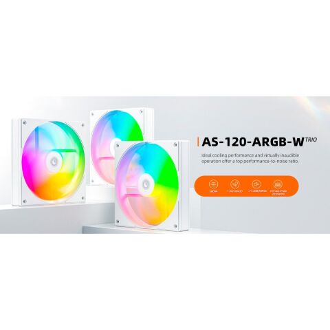 Кулер для корпуса ID-Cooling AS-120-ARGB-W TRIO - Нулевой остаток (Feed)  - Нулевой остаток (Feed) 