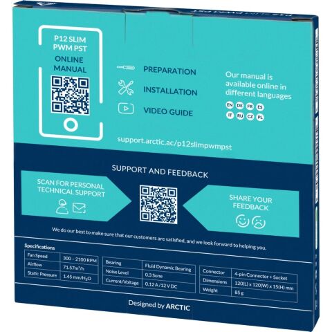 Кулер для корпуса Arctic P12 Slim PWM PST (ACFAN00187A) - Нулевой остаток (Feed) - Нулевой остаток (Feed)