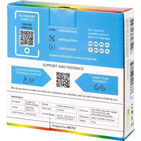 Кулер для корпуса Arctic P12 PWM PST A-RGB (ACFAN00254A) - Нулевой остаток (Feed)  - Нулевой остаток (Feed) 