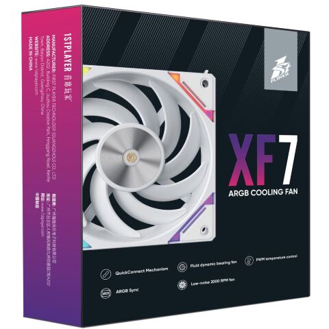 Кулер для корпуса 1stPlayer XF7 White (XF7-WH-1IN1) - Вентиляторы к корпусам - Вентиляторы к корпусам