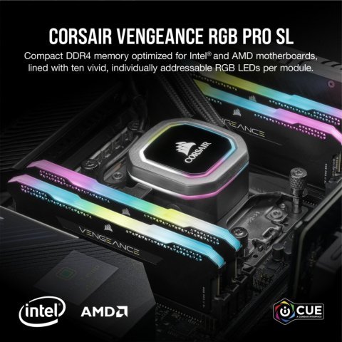 Модуль памяти для компьютера DDR4 32GB (2x16GB) 3600 MHz Vengeance RGB PRO SL Black Corsair (CMH32GX4M2D3600C18) - Нулевой остаток (Feed) - Нулевой остаток (Feed)