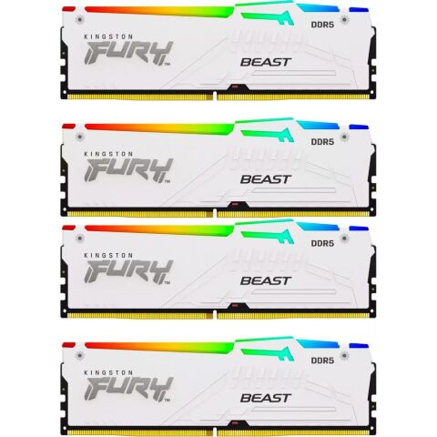 Модуль памяти для компьютера DDR5 128GB (4x32GB) 5600 MHz FURY Beast RGB White Kingston Fury (ex.HyperX) (KF556C40BWAK4-128) - Модули памяти для компьютера  - Модули памяти для компьютера 