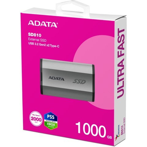 Накопитель SSD USB 3.2 1TB ADATA (SD810-1000G-CSG) - Внутренние SSD  - Внутренние SSD 