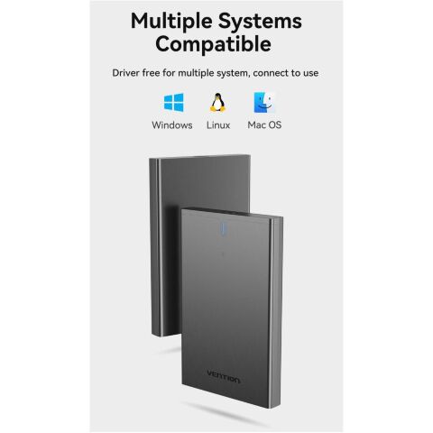 Карман внешний Vention 2.5" HDD/SSD USB 3.0 Micro-B Black (KPAB0) - Аксессуары к HDD  - Аксессуары к HDD 