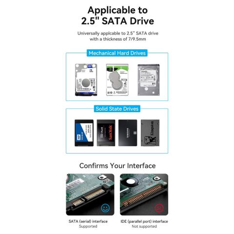 Карман внешний Vention 2.5" HDD/SSD USB 3.0 Micro-B Black (KPAB0) - Аксессуары к HDD  - Аксессуары к HDD 