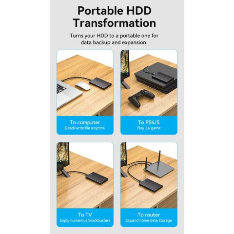 Карман внешний Vention 2.5" HDD/SSD USB 3.0 Micro-B Black (KPAB0) - Аксессуары к HDD  - Аксессуары к HDD 