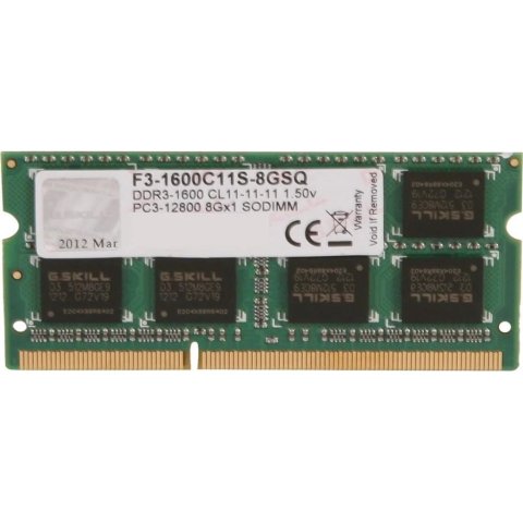 Модуль памяти для ноутбука SoDIMM DDR3 8GB 1600 MHz G.Skill (F3-1600C11S-8GSQ) - Нулевой остаток (Feed) - Нулевой остаток (Feed)