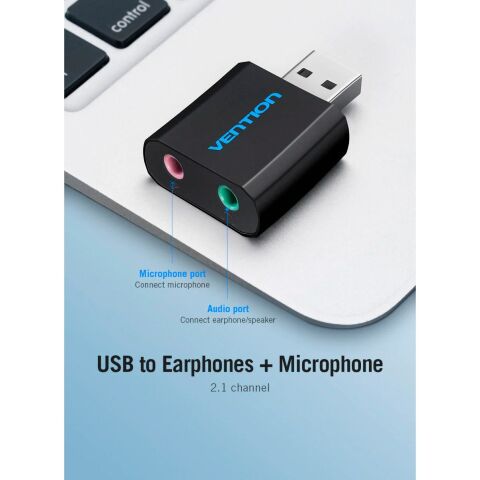 Звуковая плата Vention Audio USB 2х3,5mm jack Metal (VAB-S17-B) - Звуковые платы  - Звуковые платы 