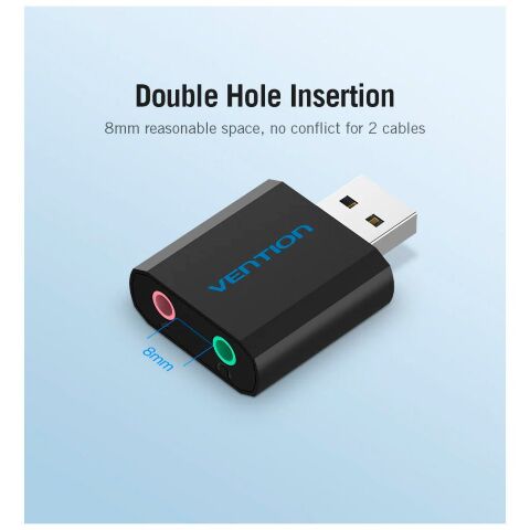Звуковая плата Vention Audio USB 2х3,5mm jack Metal (VAB-S17-B) - Звуковые платы  - Звуковые платы 
