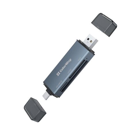 Считыватель флеш-карт ColorWay USB 2.0/USB-C to CF/SD/MicroSD (CW-CR-01) - Нулевой остаток (Feed) - Нулевой остаток (Feed)