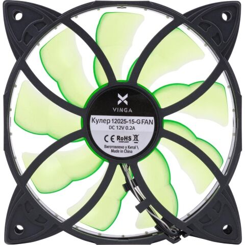 Кулер для корпуса Vinga 12025-15-G - Нулевой остаток (Feed) - Нулевой остаток (Feed)
