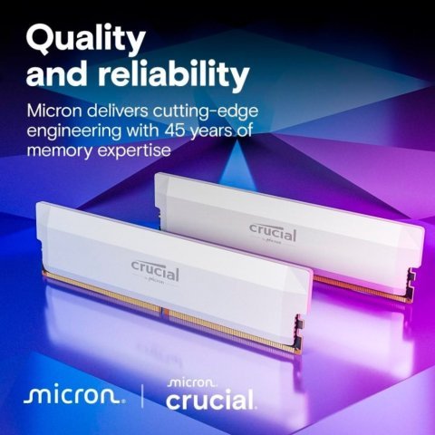 Модуль памяти для компьютера DDR5 32GB (2x16GB) 6400 MHz Pro Overclocking White Micron (CP2K16G64C38U5W) - Нулевой остаток (Feed) - Нулевой остаток (Feed)