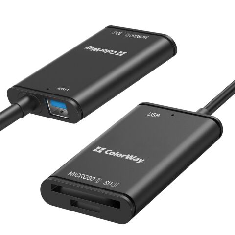 Считыватель флеш-карт ColorWay USB-C to USB 3.0/SD/MicroSD (CW-CR-02) - Нулевой остаток (Feed) - Нулевой остаток (Feed)