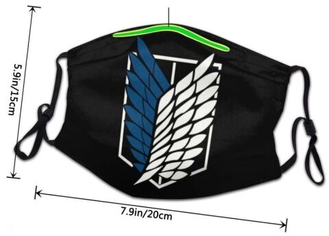 Маска захисна для обличчя Attack on Titan Атака титанів Розвідкорпус + 2 вугільні фільтри -   -  