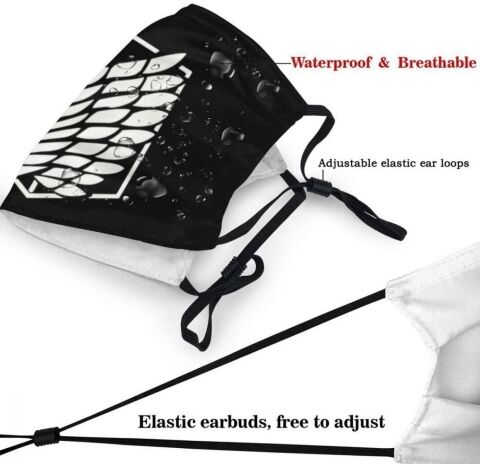 Маска захисна для обличчя Attack on Titan Атака титанів Розвідкорпус + 2 вугільні фільтри -   -  