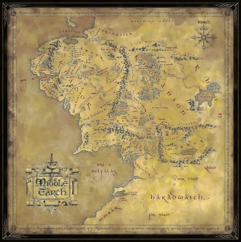 Пазл Noble Collection Lord of The Rings Map of Middle Earth Puzzle Властелин колец Карта Средиземья 1000 шт. - -