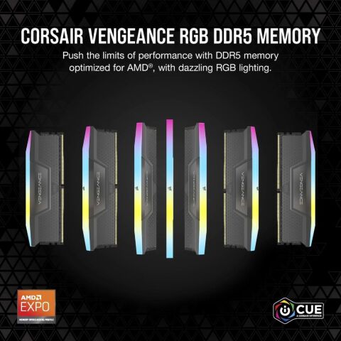 Модуль памяти для компьютера DDR5 96GB (2x48GB) 6000 MHz Vengeance RGB Grey Corsair (CMH96GX5M2E6000Z36) - Нулевой остаток (Feed) - Нулевой остаток (Feed)