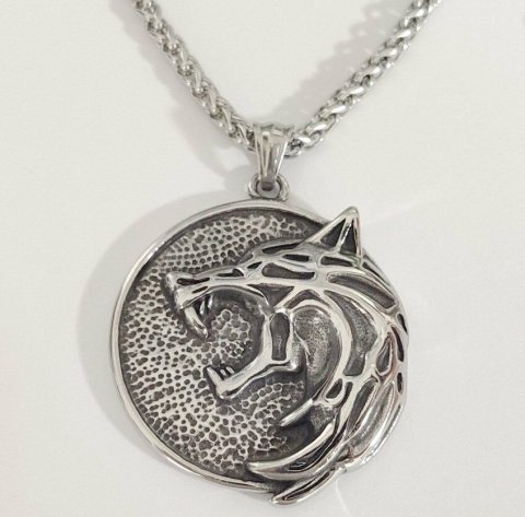 Кулон Ведьмак Геральта 3D медальон 3D (The Witcher Geralt) с нержавеющей стали - -