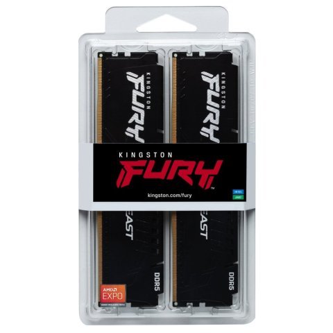 Модуль памяти для компьютера DDR5 16GB (2x8GB) 6000 MHz Beast Black XMP Kingston Fury (ex.HyperX) (KF560C30BBK2-16) - Нулевой остаток (Feed)  - Нулевой остаток (Feed) 