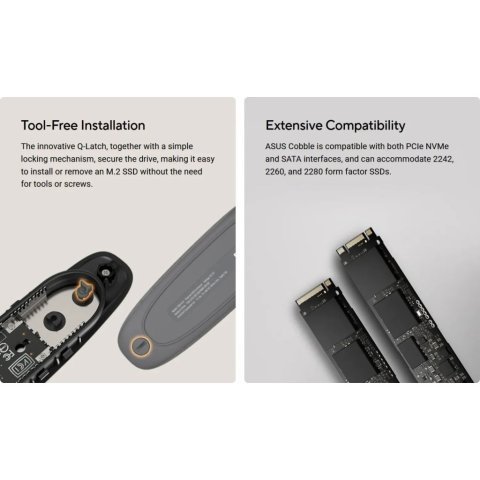 Карман внешний ASUS SSD PCIe NVMe M.2 2230/2242/2260/2280 USB Type-C 3.2 Gen 2x1 black (90DD02R0-M09000) - Нулевой остаток (Feed) - Нулевой остаток (Feed)