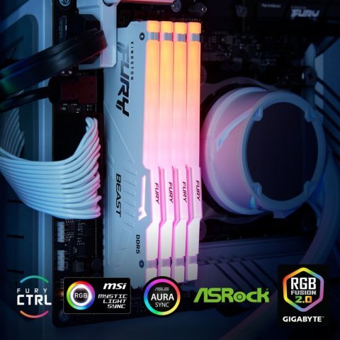 Модуль памяти для компьютера DDR5 32GB 6000 MHz Beast AM5 RGB White Kingston Fury (ex.HyperX) (KF560C36BWEA-32) - Нулевой остаток (Feed) - Нулевой остаток (Feed)