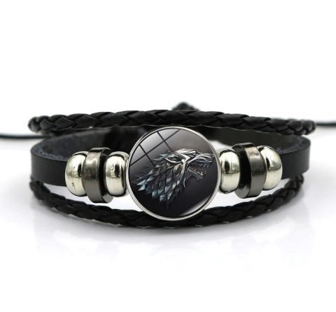 Браслет Game of Thrones Wolf Stark кожа + метал -   -  