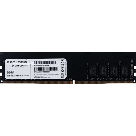 Модуль памяти для компьютера DDR4 8GB 3200 MHz Prologix (PRO8GB3200D4) - Нулевой остаток (Feed) - Нулевой остаток (Feed)