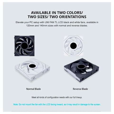 Кулер для корпуса Lian Li TL LCD 120-1, Black Cooler (G99.12TLLCD1B.00) - Нулевой остаток (Feed)  - Нулевой остаток (Feed) 