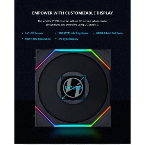 Кулер для корпуса Lian Li TL LCD 120-1, Black Cooler (G99.12TLLCD1B.00) - Нулевой остаток (Feed)  - Нулевой остаток (Feed) 