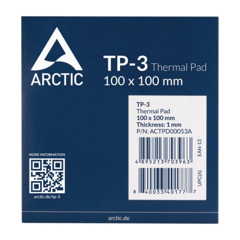 Термопрокладка Arctic TP-3 , 100*100mm*1,0mm (ACTPD00053A) - Нулевой остаток (Feed) - Нулевой остаток (Feed)