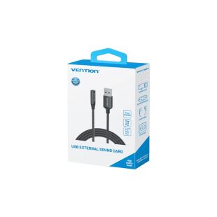 Звуковая плата VENTION USB AM to 3.5mm F 0.25m (4pin) 96kHz/24bit DSP noise reduction (CVEBC)