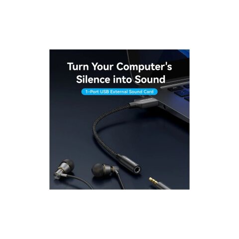 Звуковая плата VENTION USB AM to 3.5mm F 0.25m (4pin) 96kHz/24bit DSP noise reduction (CVEBC) - Нулевой остаток (Feed)  - Нулевой остаток (Feed) 