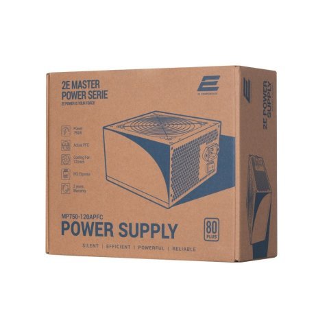 Блок питания 2E MASTER POWER (750W), >80, 80+ White, 120mm, 1xMB 24pin(20+4), 1xCPU 8pin(4+4), 3xMolex, 5xSATA, (2E-MP750-120APFC) - Нулевой остаток (Feed) - Нулевой остаток (Feed)