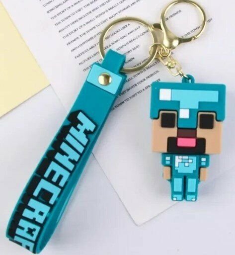 Брелок підвіска на рюкзак Minecraft Майнкрафт 3D Steve in Diamond Armor Backpack -   -  