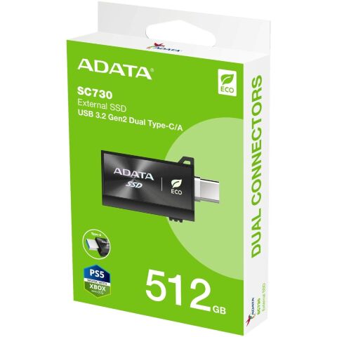 Накопитель SSD USB 3.2 512GB SC730 ADATA (SC730-512G-CACTI) - Внутренние SSD  - Внутренние SSD 