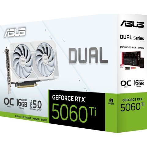 Видеокарта ASUS GeForce RTX5060Ti 16Gb DUAL WHITE OC (DUAL-RTX5060TI-O16G-WHITE) - Нулевой остаток (Feed) - Нулевой остаток (Feed)