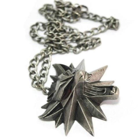 Кулон 3D Ведьмак (The Witcher) медальон Геральт металл красные глаза -   -  