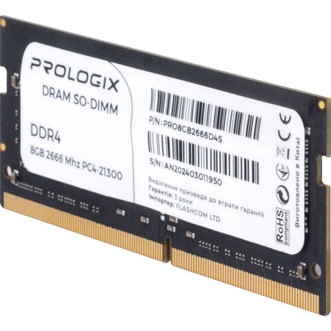 Модуль памяти для ноутбука SoDIMM DDR4 8GB 2666 MHz Prologix (PRO8GB2666D4S) - Нулевой остаток (Feed) - Нулевой остаток (Feed)