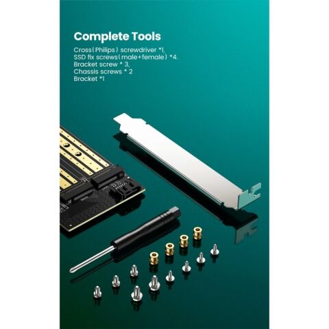 Контроллер Ugreen PCI-E 3.0 for SSD M.2 NVMe + M.2 NGFF CM302 (70504) - Нулевой остаток (Feed) - Нулевой остаток (Feed)