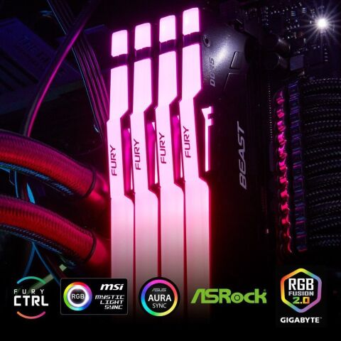 Модуль памяти для компьютера DDR5 64GB (2x32GB) 5600 MHz Beast RGB Kingston Fury (ex.HyperX) (KF556C36BBEAK2-64) - Нулевой остаток (Feed)  - Нулевой остаток (Feed) 
