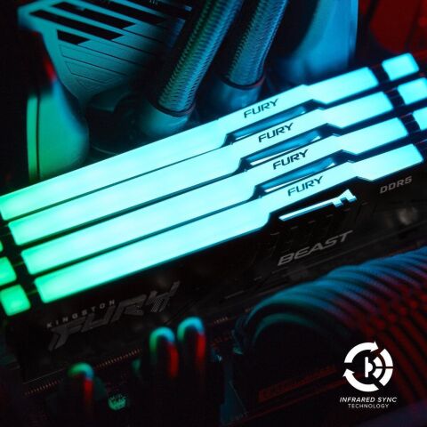 Модуль памяти для компьютера DDR5 64GB (2x32GB) 5600 MHz Beast RGB Kingston Fury (ex.HyperX) (KF556C36BBEAK2-64) - Нулевой остаток (Feed)  - Нулевой остаток (Feed) 