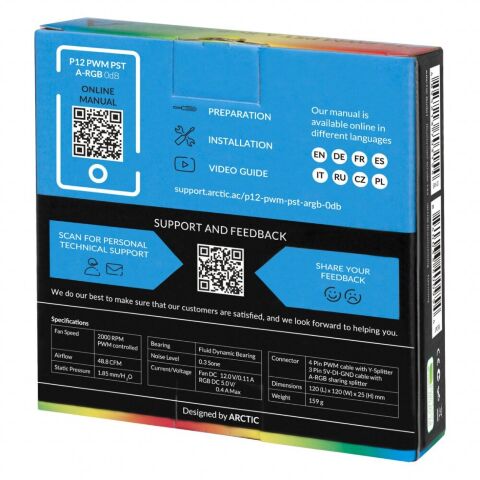 Кулер для корпуса Arctic P12 PWM PST A-RGB (ACFAN00231A) - Нулевой остаток (Feed)  - Нулевой остаток (Feed) 
